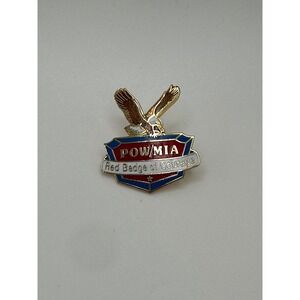 POW MIA Red Badge of Courage Lapel Pin Eagle Shield Patriotic